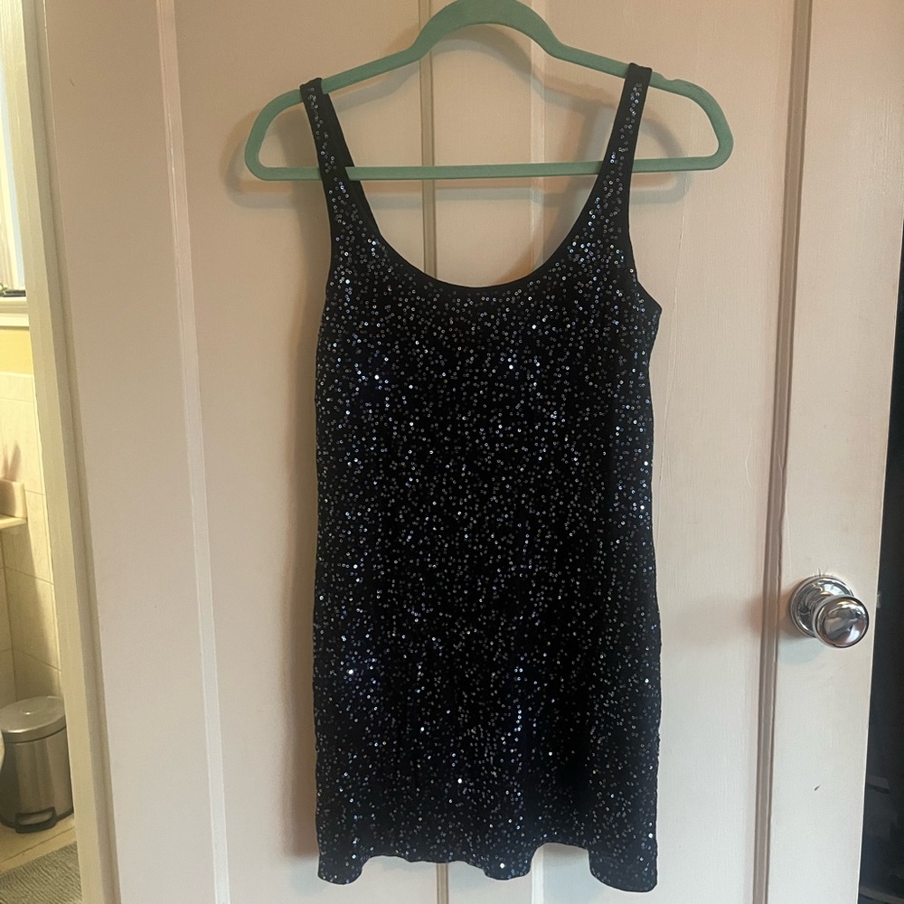 Sequin navy express mini dress